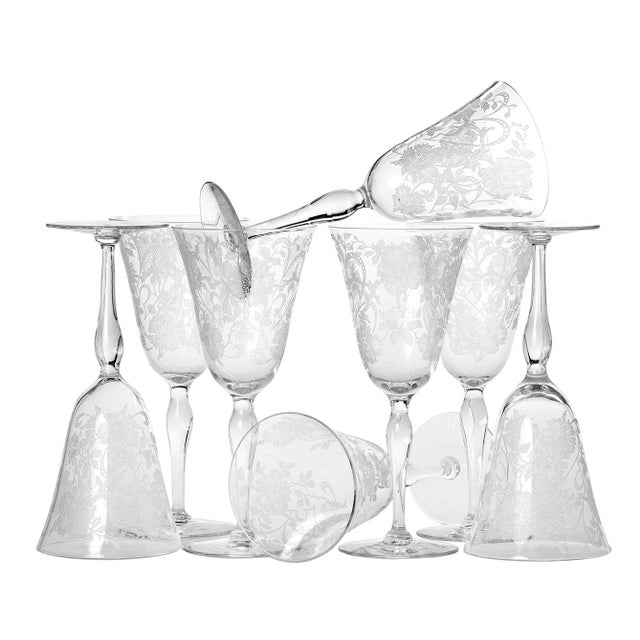 1920s Etched Crystal Wine Glasses Set of 8 Chairish