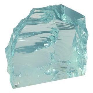 Large Art Glass Ice Block Sculpture by Vicke Lindstrand for Kosta Boda, 1980s For Sale
