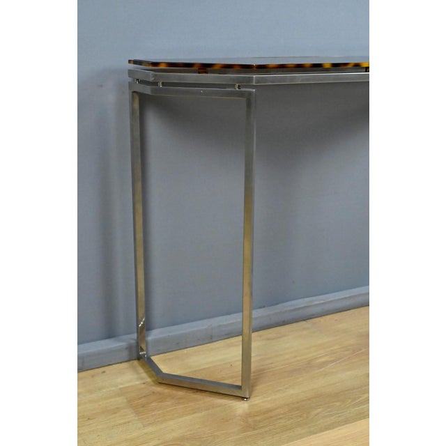 Hexagonal Console Table in Smoked Glass, 1970s For Sale - Image 12 of 18