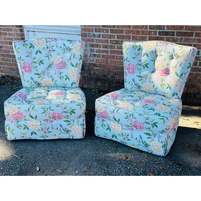 Vintage Slipper Chairs, Newly Upholstered For Sale - Image 4 of 9