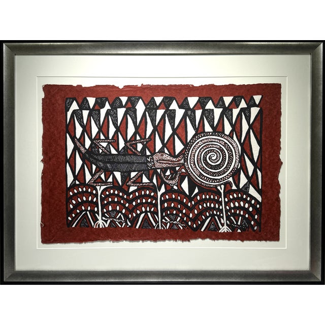 2000 - 2009 Swopa Sirigu, Lizard and Spiral, 2000s, Screenprint, Framed For Sale - Image 5 of 5