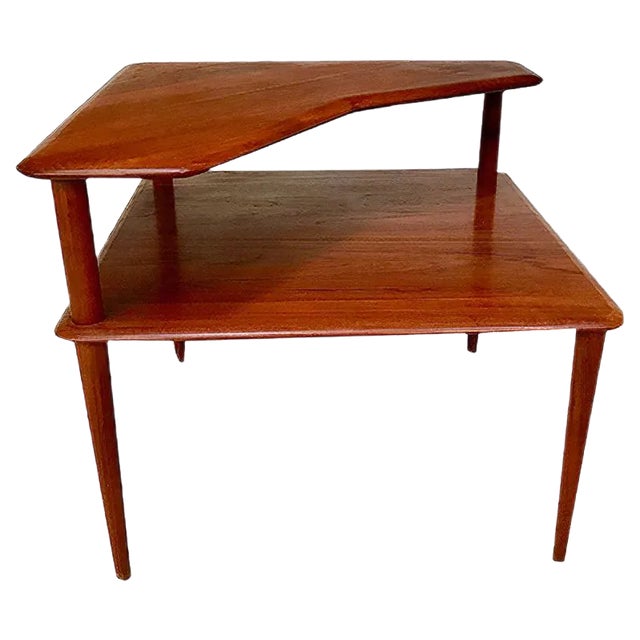 Mid-Century Danish Solid Teak 2-Level Side Table by Peter Hvidt & Orla Mølgaard-Nielsen for France & Søn, 1960s For Sale