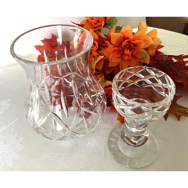 1970's 2 Pc Hurricane Candle Holder & Globe, 24% Lead Crystal by Block Poland For Sale - Image 11 of 14