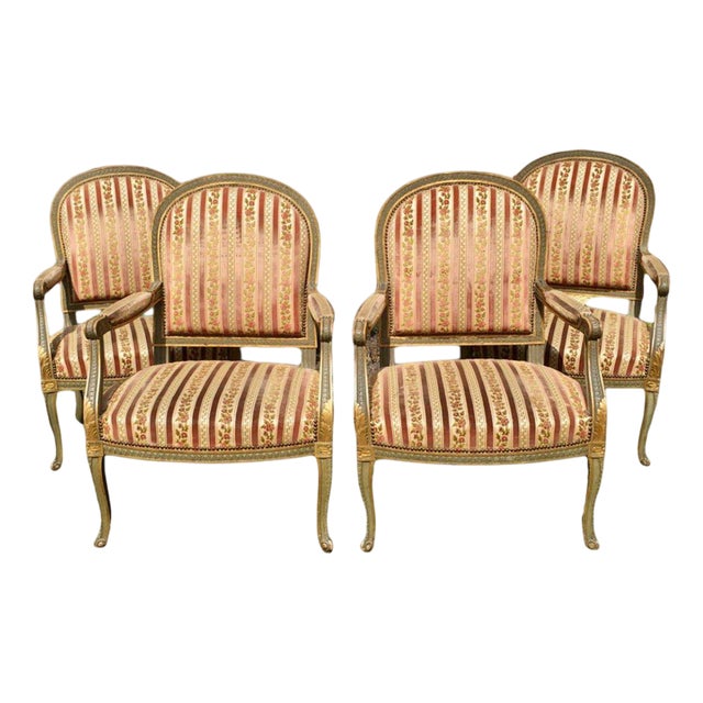 Louis XV Style Armchairs, Set of 4 For Sale