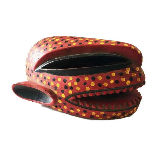 African Vintage African Lg Colorful Leopard Mask Bozo Bamana 14" H For Sale - Image 3 of 9