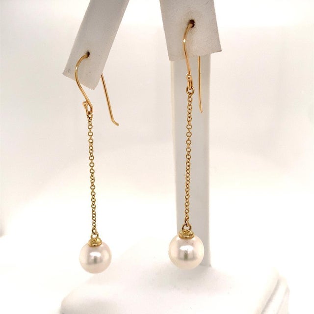 Akoya Pearl Earrings 14 Karat Yellow Gold Certified For Sale - Image 16 of 18