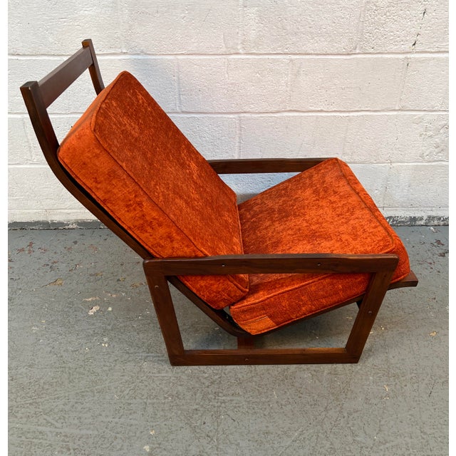 Mid-Century Modern Unique Mid-Century Modern Teak Orange Lounge Chair For Sale - Image 3 of 9