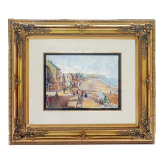 1930s Hugues Claude Pissarro - La Digue D'Arromaches, Pencil With Pastel For Sale