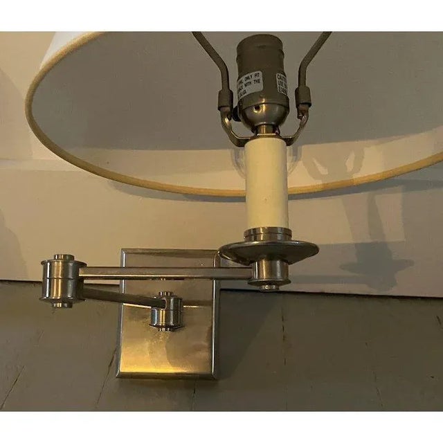 Vaughan Designs Preston Nickel Swing Arm Wall Lights Sconces With Paper Shades - a Pair For Sale In New York - Image 6 of 13