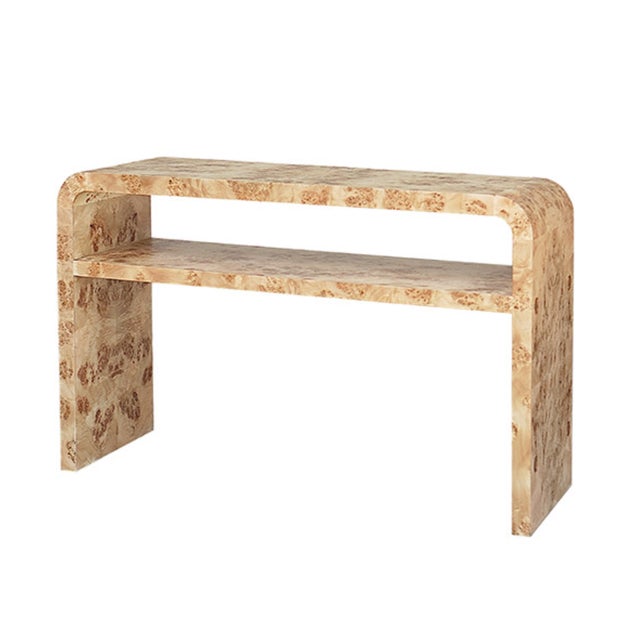 Modern Matthew Izzo Home Marshall Burlwood Waterfall Edge Console Tables For Sale - Image 3 of 6