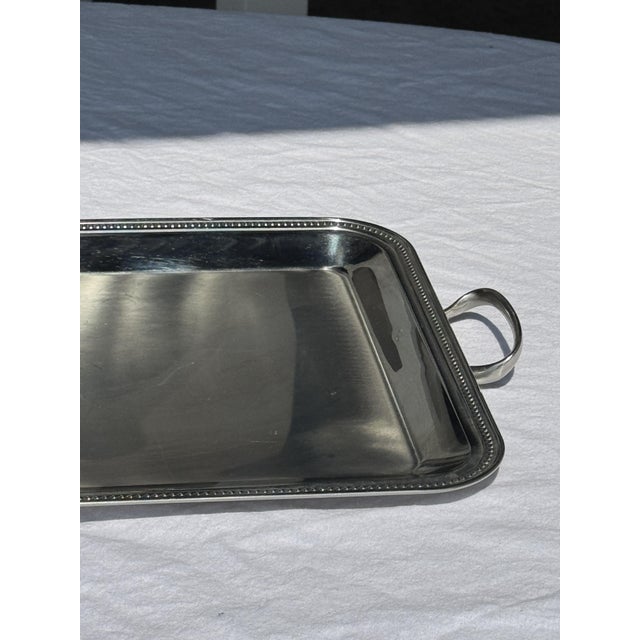 Classic Silver Tray with Pearl Stripe Frieze, 1980s For Sale - Image 6 of 18