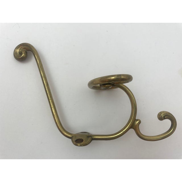 Vintage French Brass Wall Triple Coat Hook For Sale - Image 10 of 12