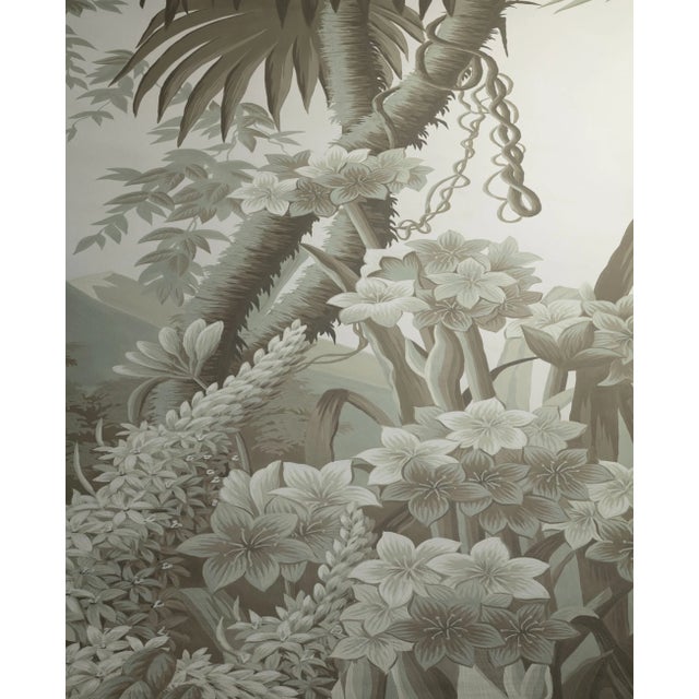 Hand Painted Vintage Exotic Mountain Jungle Panoramic Mural Panels For Sale - Image 6 of 9