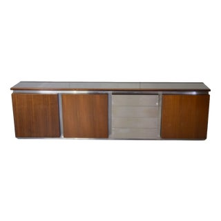 Parioli Sideboard in Wood and Satin-Finished Steel by Giotto Stoppino for Acerbis, 1977 For Sale