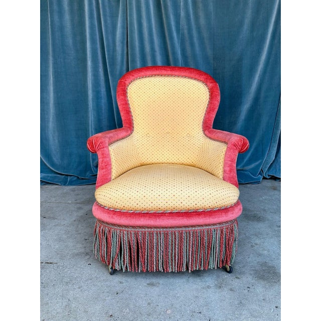 Pair of Large Napoleon III Armchairs in Gold and Red For Sale - Image 4 of 12