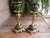 Antique Pair Ornate Victorian Brass & Enamel Candlesticks Rococo Baroque Revival Style This is a lovely pair of brass and...