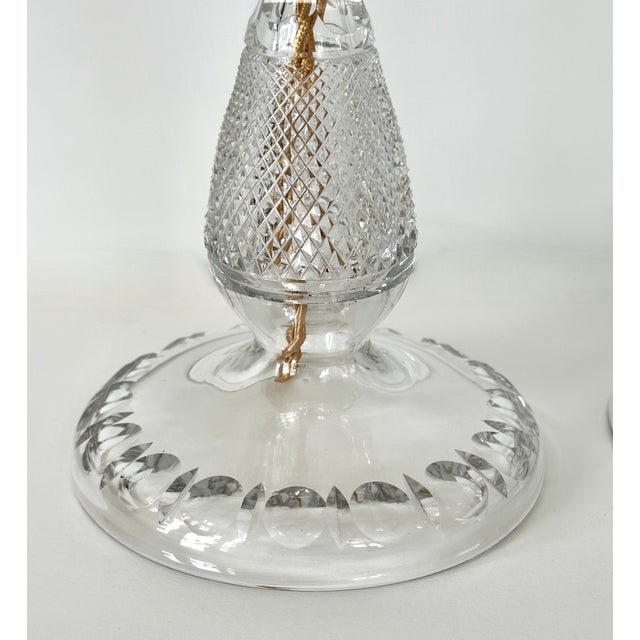 Early 20th Century Wheel Cut Glass Candlestick Lamps - a Pair For Sale - Image 16 of 18