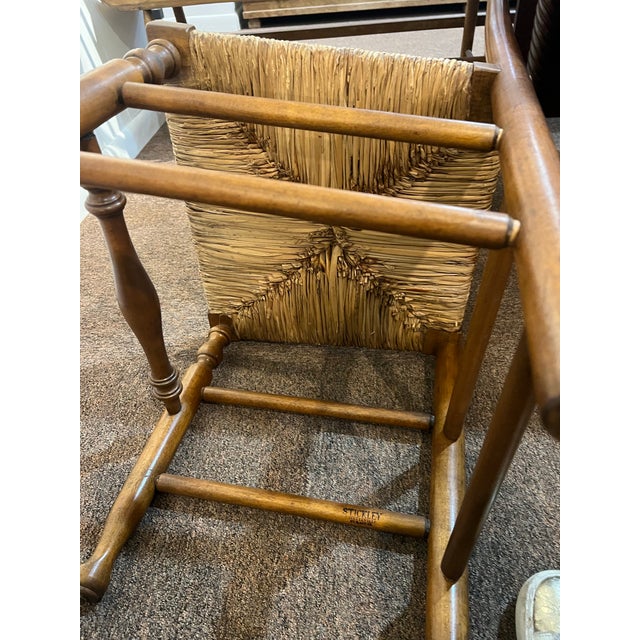 Stickley Ladder Back Rush Seat Chairs Set of 4 Early 20th Century For Sale - Image 11 of 12