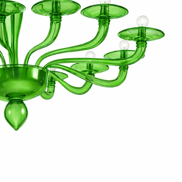 Murano Contemporary Italian Green Murano Style Glass Chandelier For Sale - Image 4 of 6