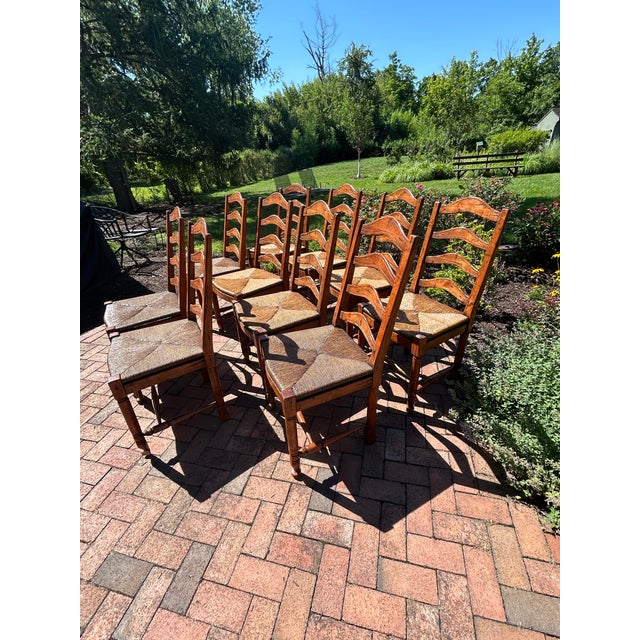 Ladderback Rush Seat Dining Chairs -Set of 10 For Sale - Image 16 of 17