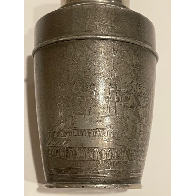 19th Century Chinese Pewter Tea or Tobacco Container with Engraved Scene Around, 19th Century For Sale - Image 5 of 9