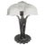 Sabino French Art Deco Table Lamp in Hammered Iron and Frosted Art Glass For Sale