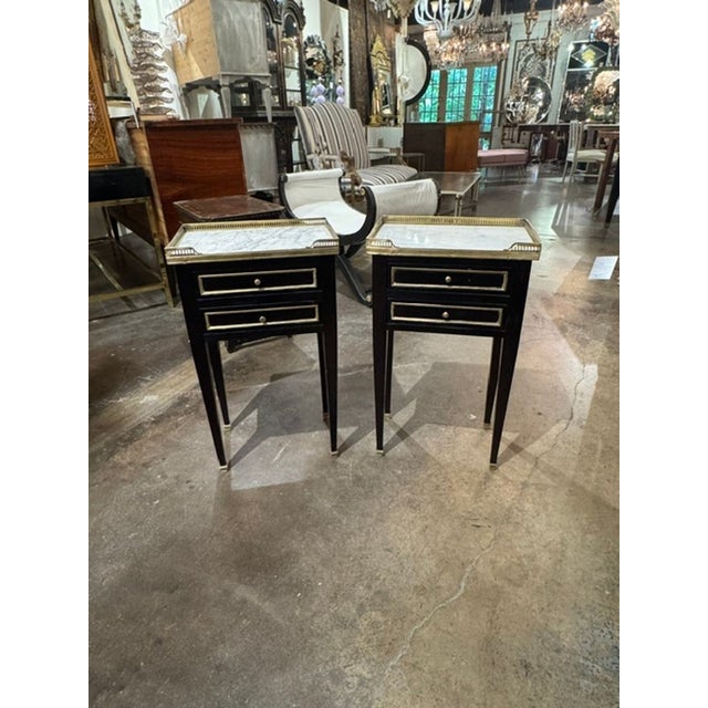 Pair of Vintage French Jansen Manner Side Tables. A pair of vintage French Jansen‑manner side tables typically means...