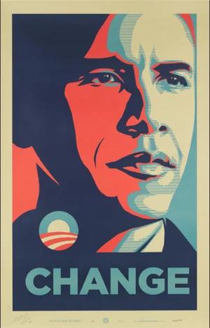 Shepard Fairey, Change: Obama, 2008, Lithograph