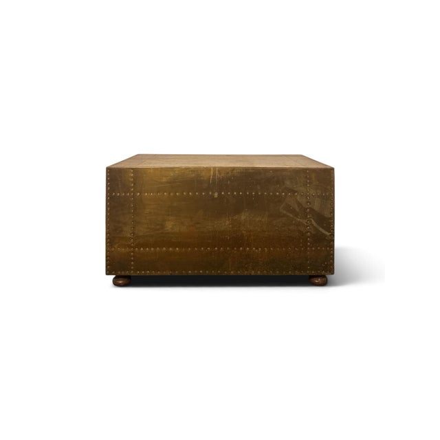 Sarreid Ltd. Vintage Sarreid Ltd. Spanish Brass-Clad Two-Drawer Campaign Chest For Sale - Image 4 of 11