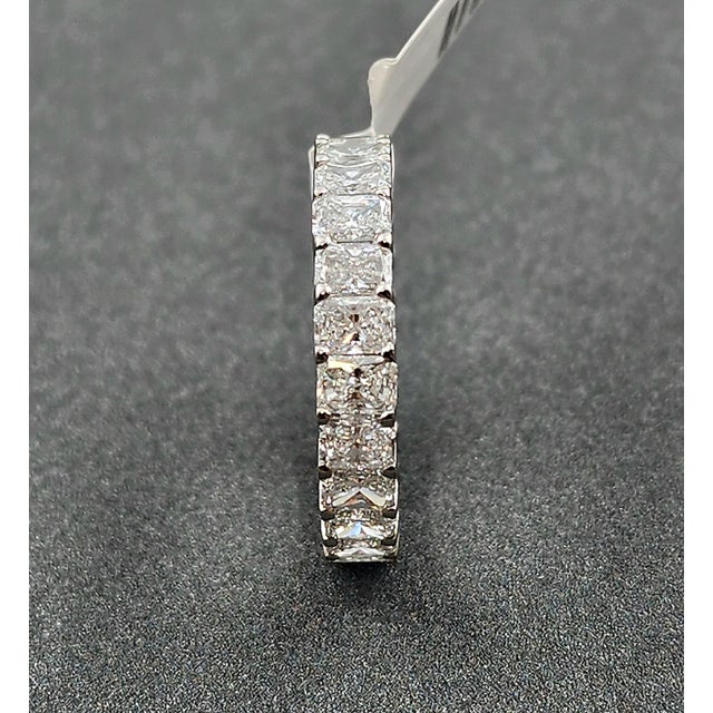 Metal 3.77 Ct Platinum Radiant Eternity Band Size 6.5 For Sale - Image 7 of 9