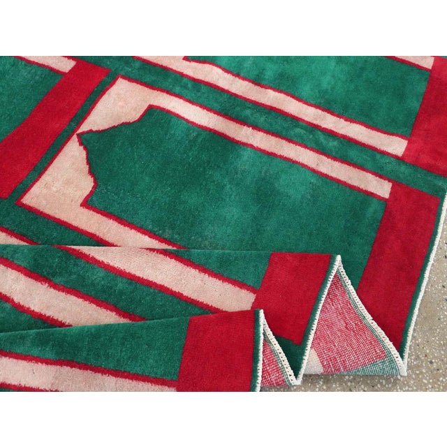 Emerald Galerie Shabab Collection Mid-20th Century Turkish Art Deco Style Carpet For Sale - Image 8 of 9
