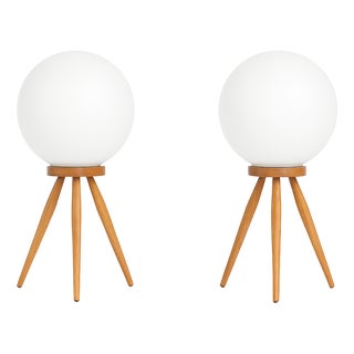 Mid-Century Modern Tripod Table Lamps, 1960s, Set of 2 For Sale