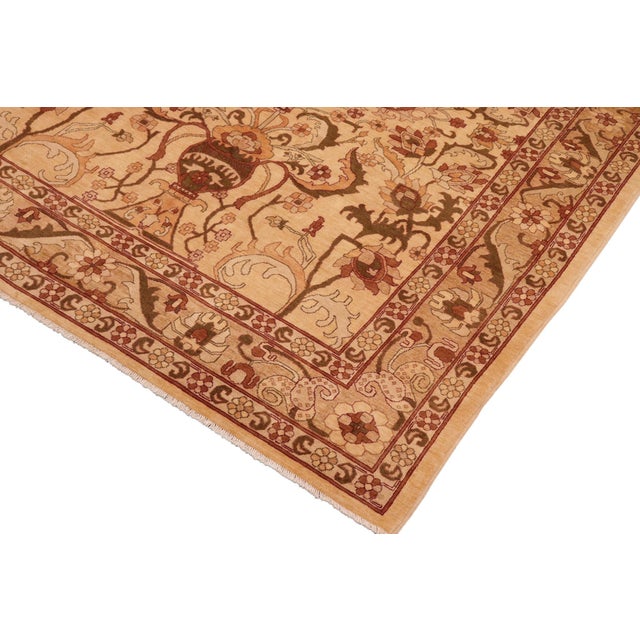 Classic Ziegler Tan Red Hand-Knotted Wool Rug - 8'1'' X 9'11'' For Sale - Image 4 of 8