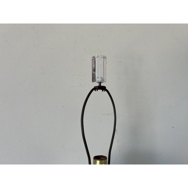 80's Postmodern Sphere Ball - Shape Ceramic Table Lamp on Lucite Base/Sold For Sale - Image 11 of 12