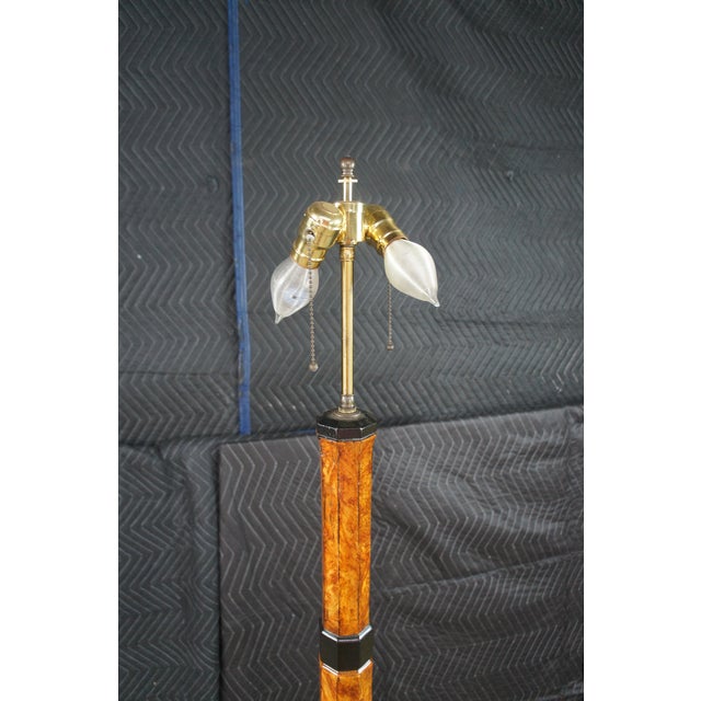 Antique Art Deco Swedish Grace Period Ebonized Burl Wood Floor Lamp 69" For Sale - Image 15 of 17
