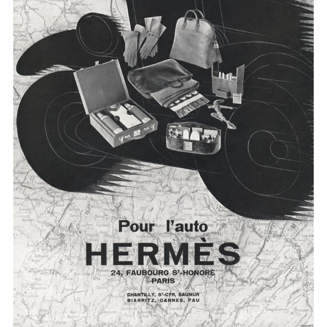 Contemporary 1928 Art Deco French Hermes Car Travel Advertisement Print For Sale - Image 3 of 4