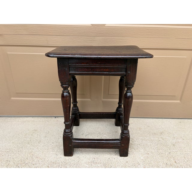 Late 17th Century English Oak Joint Stool With Turned Legs For Sale - Image 12 of 13