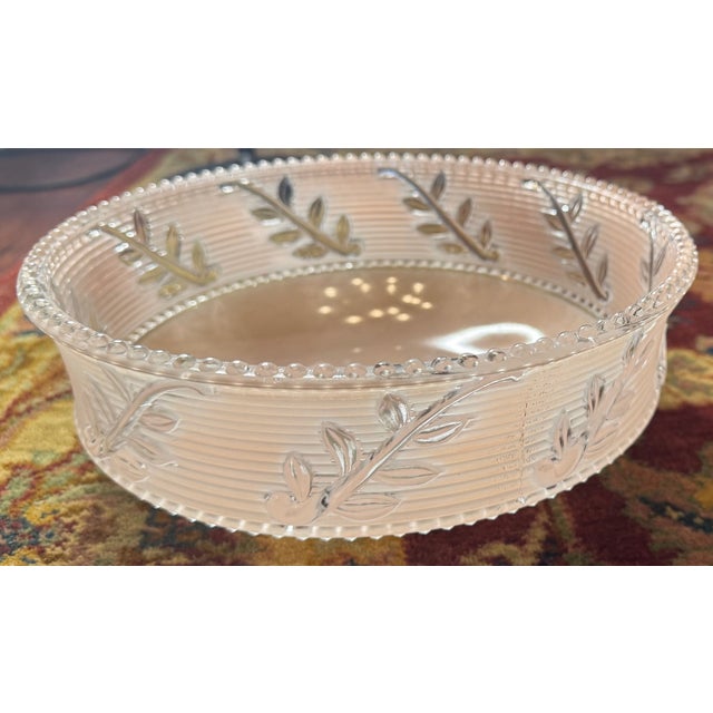 Pink Vintage Frosted Glass Ceiling Light Shade With Applied Vine Motif – Beaded Rim Flush Mount, 10.3” For Sale - Image 8 of 11