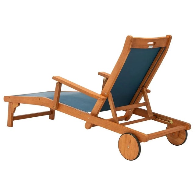 Kamson Sunlounger - Natural/Navy For Sale - Image 9 of 10
