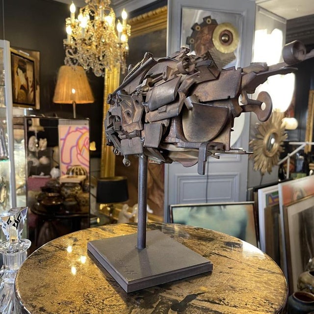 Brutalist Ship / Fish Assembled Sculpturein Steel by Jacques Dufrane, 2000 For Sale - Image 11 of 18