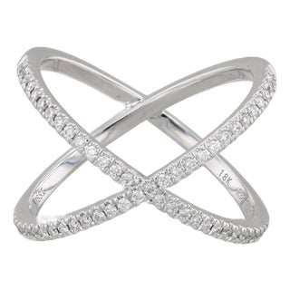 Daussi 0.30ctw Diamond Orbit Ring 18k White Gold Size 6.75 For Sale