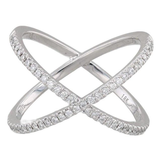 Daussi 0.30ctw Diamond Orbit Ring 18k White Gold Size 6.75 For Sale