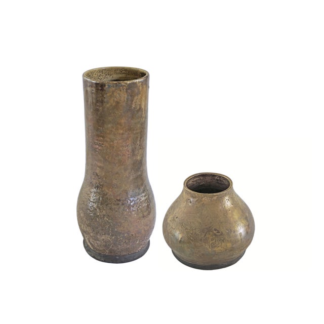 Contemporary Late 20th Century Modern Glazed Pottery Vases in Earth Tones Donna Karan New York - Set of Two For Sale - Image 3 of 13