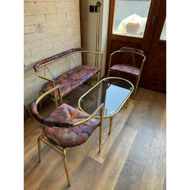Mid-Century Modern Lounge Set in Brass, 1960s, Set of 4 For Sale - Image 6 of 9