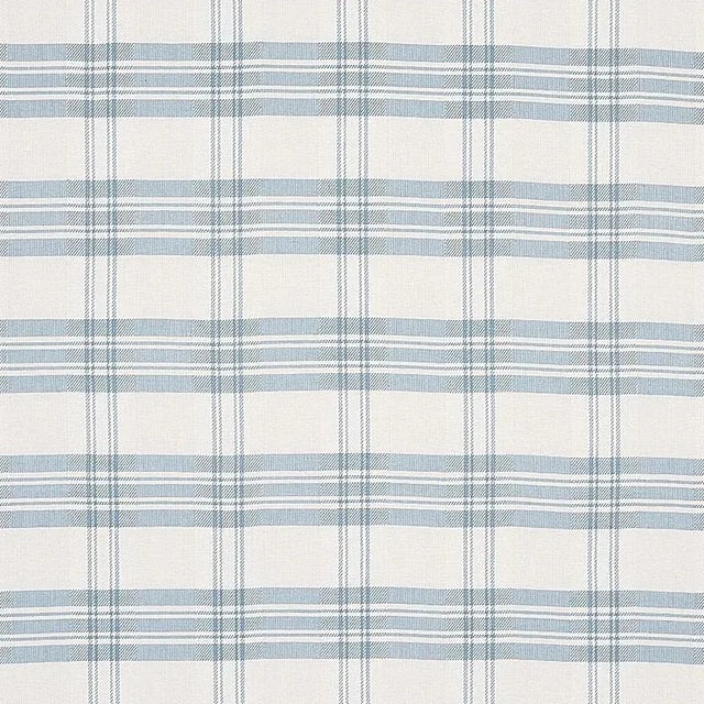 Sample - Schumacher Check Rustique Fabric in Sky For Sale