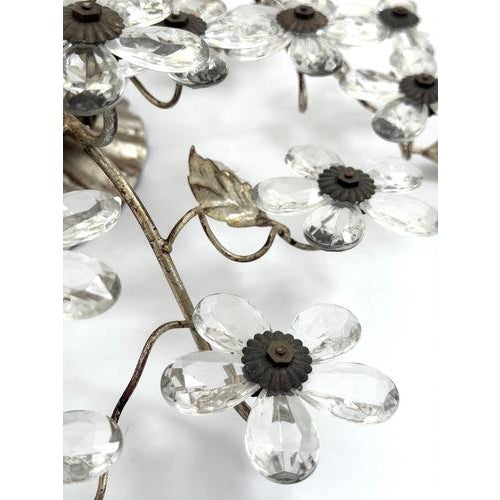 Glass Filigree Flush Mount with Crystal Flowers from Maison Baguès, France, 1920s For Sale - Image 7 of 18