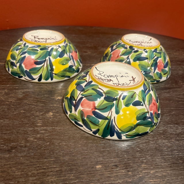Ceramic Vintage Rampini Radda Italian Hand-Painted Yellow Ceramic Bowls - Set of 3 For Sale - Image 7 of 10