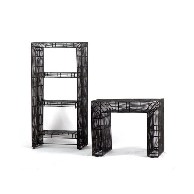 Vintage Sculptural Metal Wire Shelving and Display Table Set, 1980s, Set of 2 For Sale - Image 9 of 9