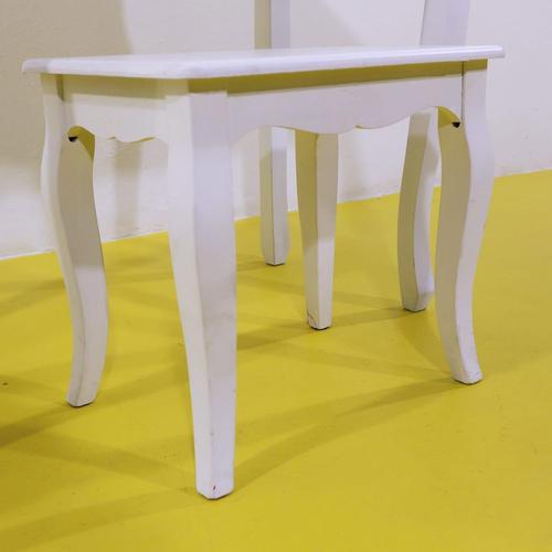 White Wooden Table with Stool and Flower Knobs For Sale - Image 6 of 9