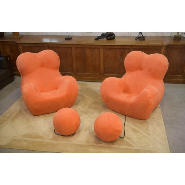 Orange Mamma Chairs with Ottomans by Gaetano Pesce, 1990s, Set of 4 For Sale - Image 8 of 8